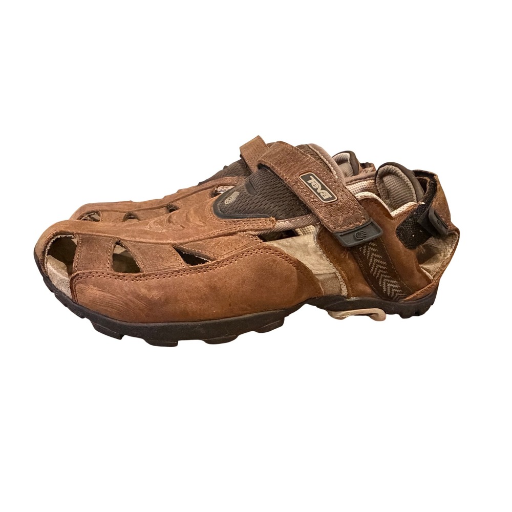 Teva Sampago 6809 Brown Leather Closed Toe Hiking Sandals Vibram Mens 11